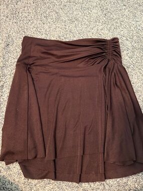 Free People Women's Brown Ruched A-Line Skirt